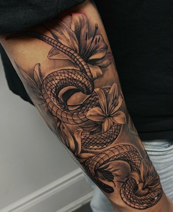 snake and flowers