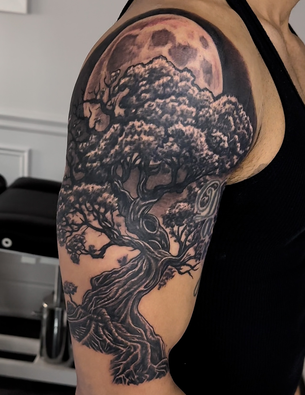 tree and moon tattoo